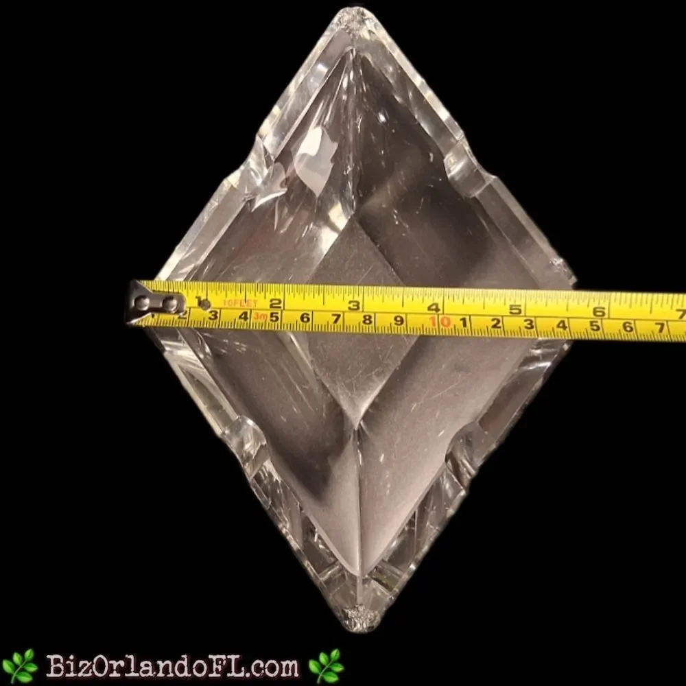 VINTAGE: Diamond Shaped Clear Glass  Cigar Ashtray Heavyweight 2-Slot 1950s RARE